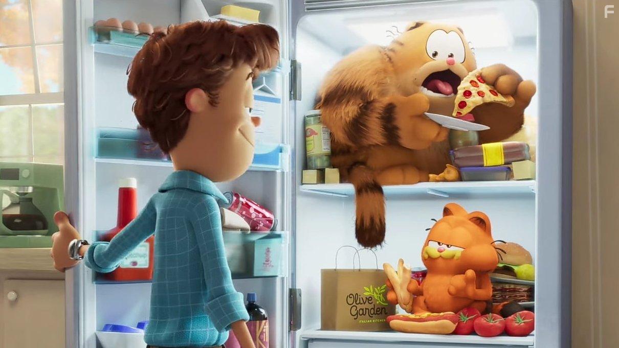 Samuel L. Jackson, Nicholas Hoult, and Chris Pratt in The Garfield Movie (2024)