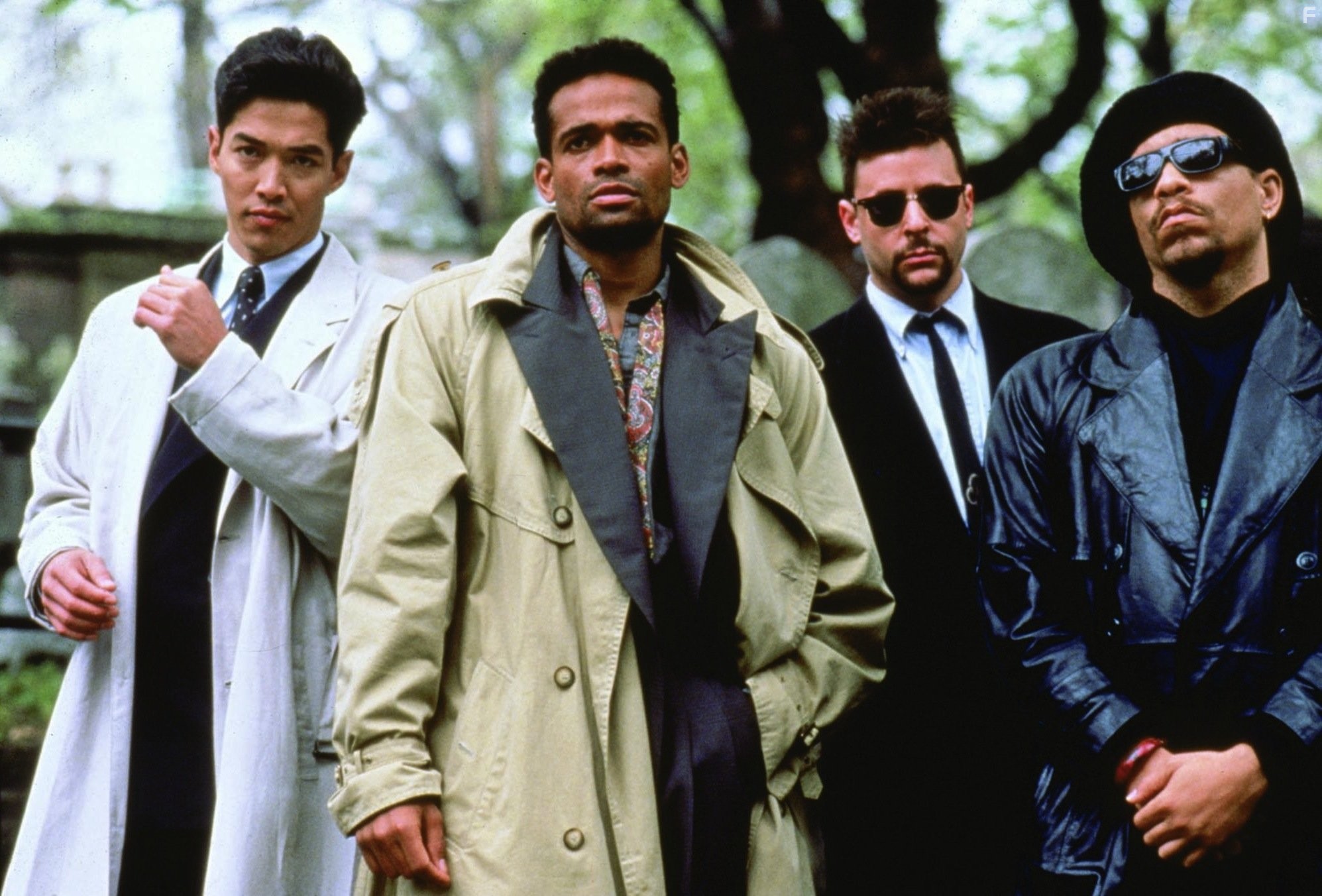 Judd Nelson, Ice-T, Mario Van Peebles, and Russell Wong in Нью-Джек-Сити (1991)