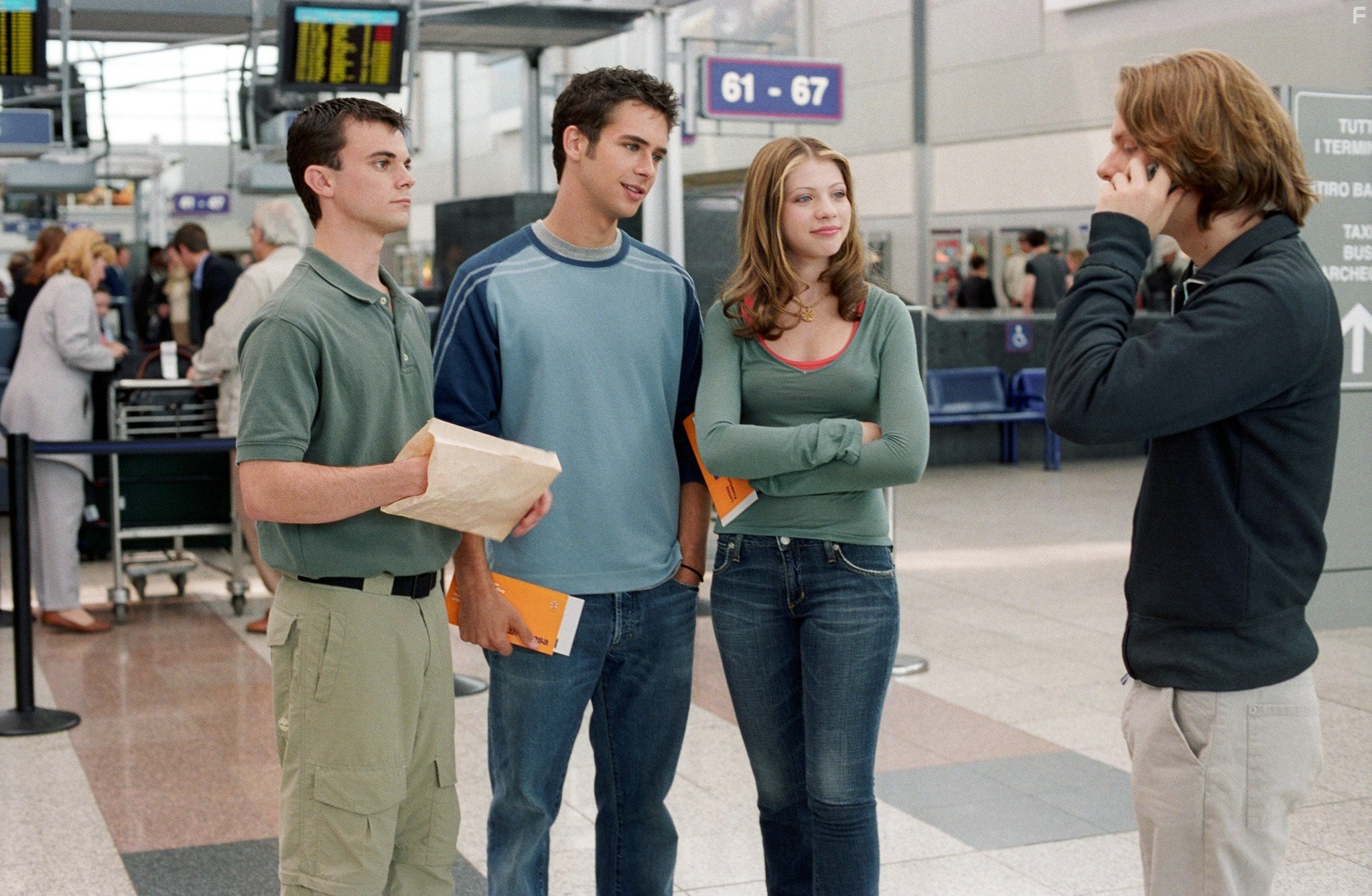 Michelle Trachtenberg, Jacob Pitts, Travis Wester, and Scott Mechlowicz in Евротур (2004)