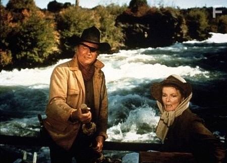 "Rooster Cogburn," Universal 1974. John Wayne and Katharine Hepburn.