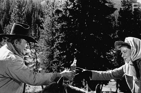 "Rooster Cogburn," Universal 1974. John Wayne and Katharine Hepburn.