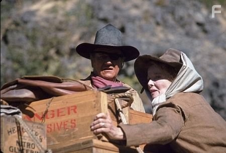 "Rooster Cogburn," Universal 1974. John Wayne and Katharine Hepburn.