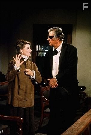 "Rooster Cogburn," Universal 1974. Katharine Hepburn and John Wayne.