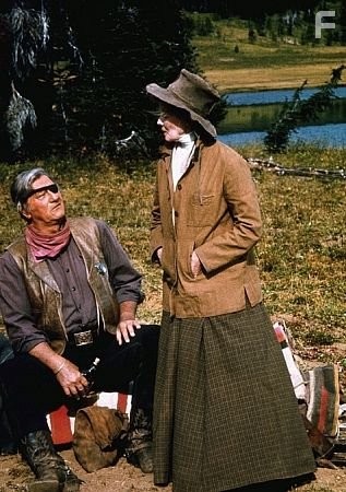 "Rooster Cogburn," Universal 1974. John Wayne and Katharine Hepburn.