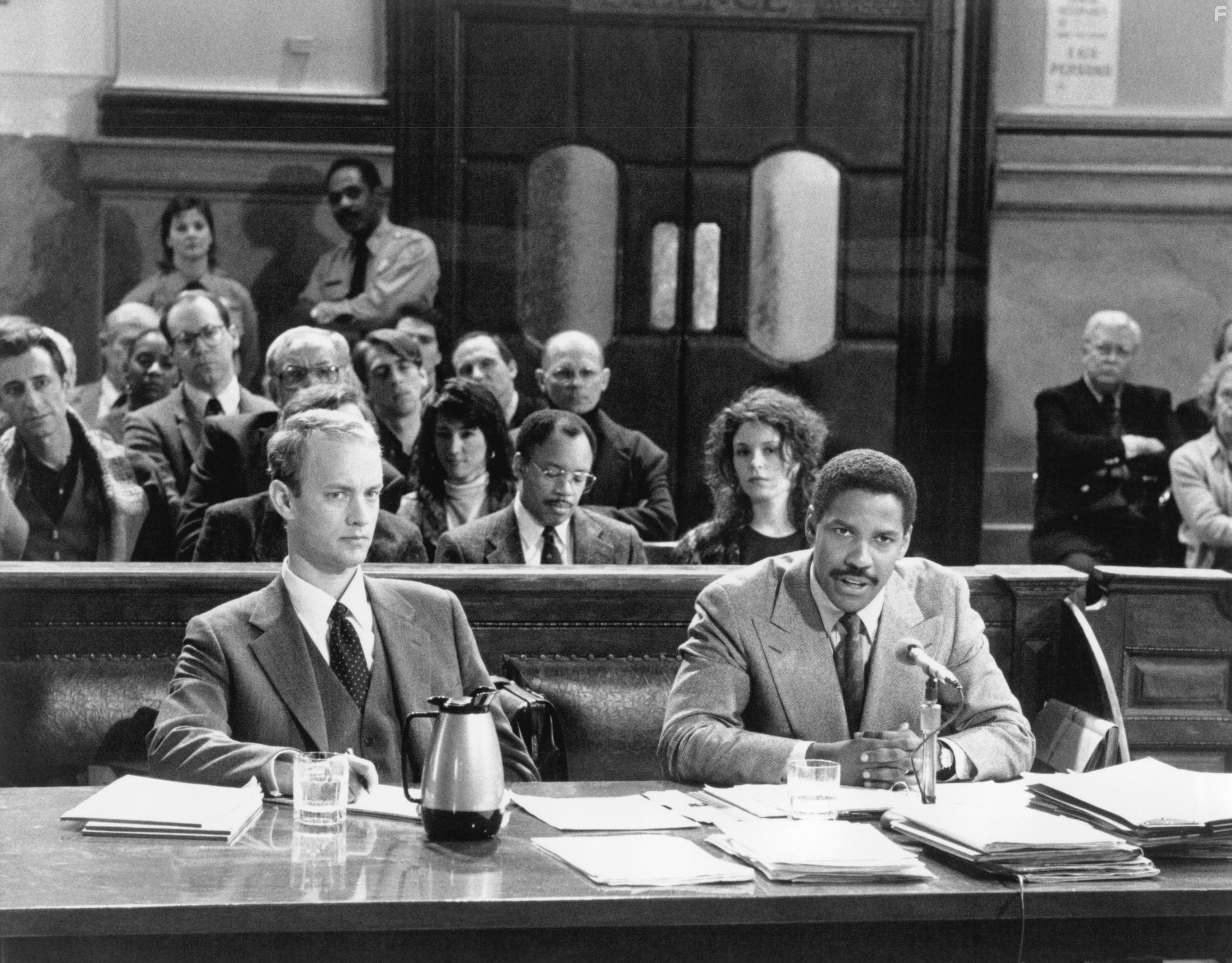 Tom Hanks and Denzel Washington in Филадельфия (1993)