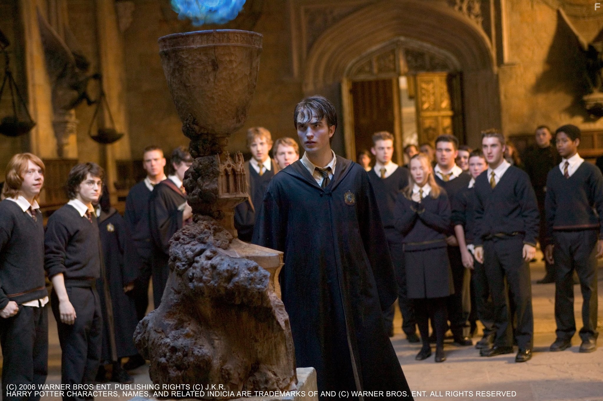 Rupert Grint, Daniel Radcliffe, and Robert Pattinson in Гарри Поттер и кубок огня (2005)