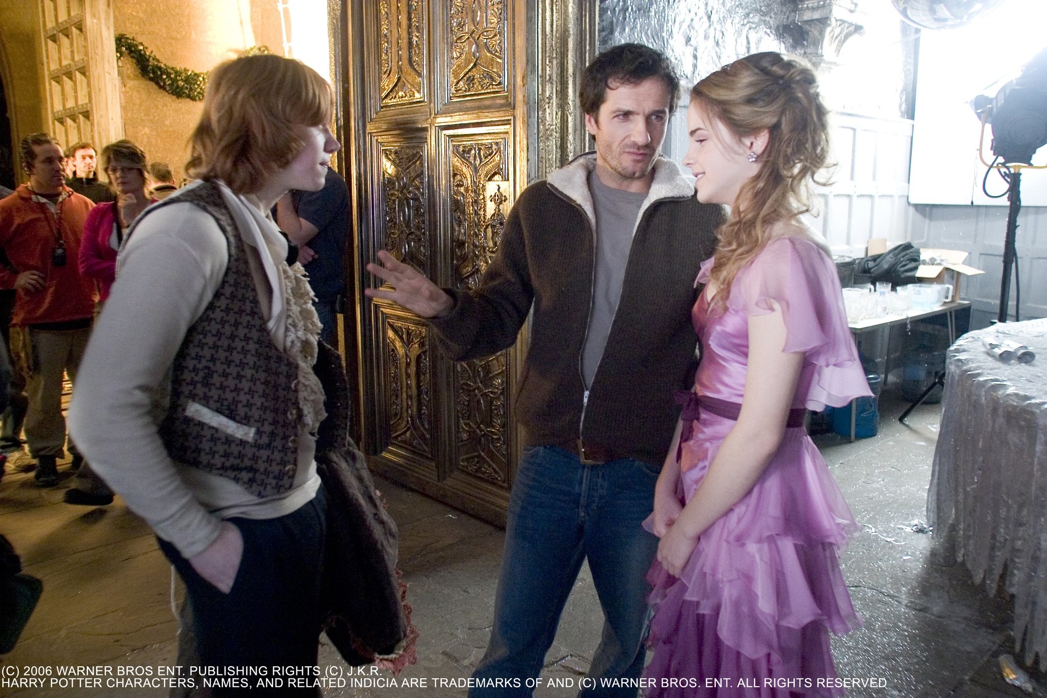 Rupert Grint, David Heyman, and Emma Watson in Гарри Поттер и кубок огня (2005)