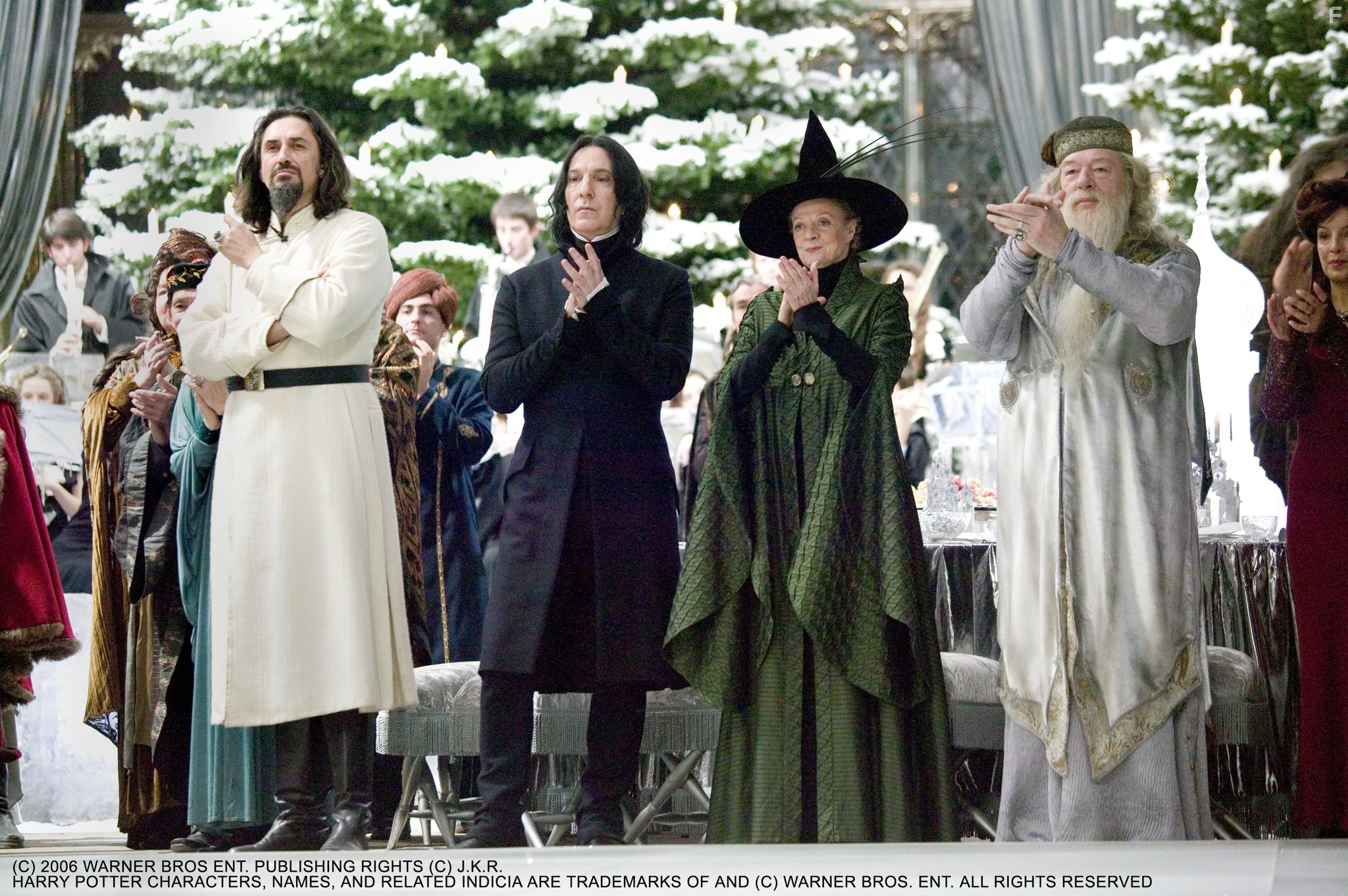 Alan Rickman, Maggie Smith, Michael Gambon, and Predrag Bjelac in Гарри Поттер и кубок огня (2005)