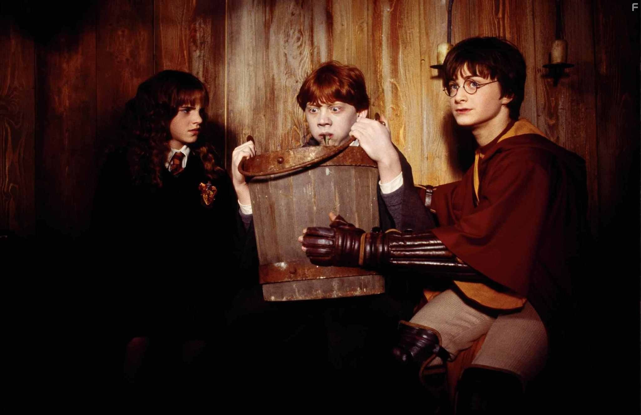Rupert Grint, Daniel Radcliffe, and Emma Watson in Гарри Поттер и тайная комната (2002)