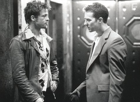 Brad Pitt and Edward Norton in Бойцовский клуб (1999)