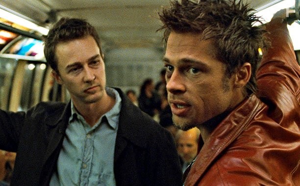 Brad Pitt and Edward Norton in Бойцовский клуб (1999)