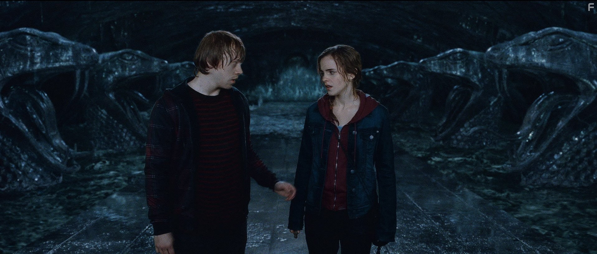 Rupert Grint and Emma Watson in Гарри Поттер и Дары смерти: Часть II (2011)