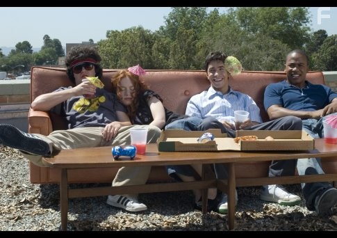 Justin Long, Maria Thayer, Columbus Short, and Adam Herschman in Нас приняли! (2006)