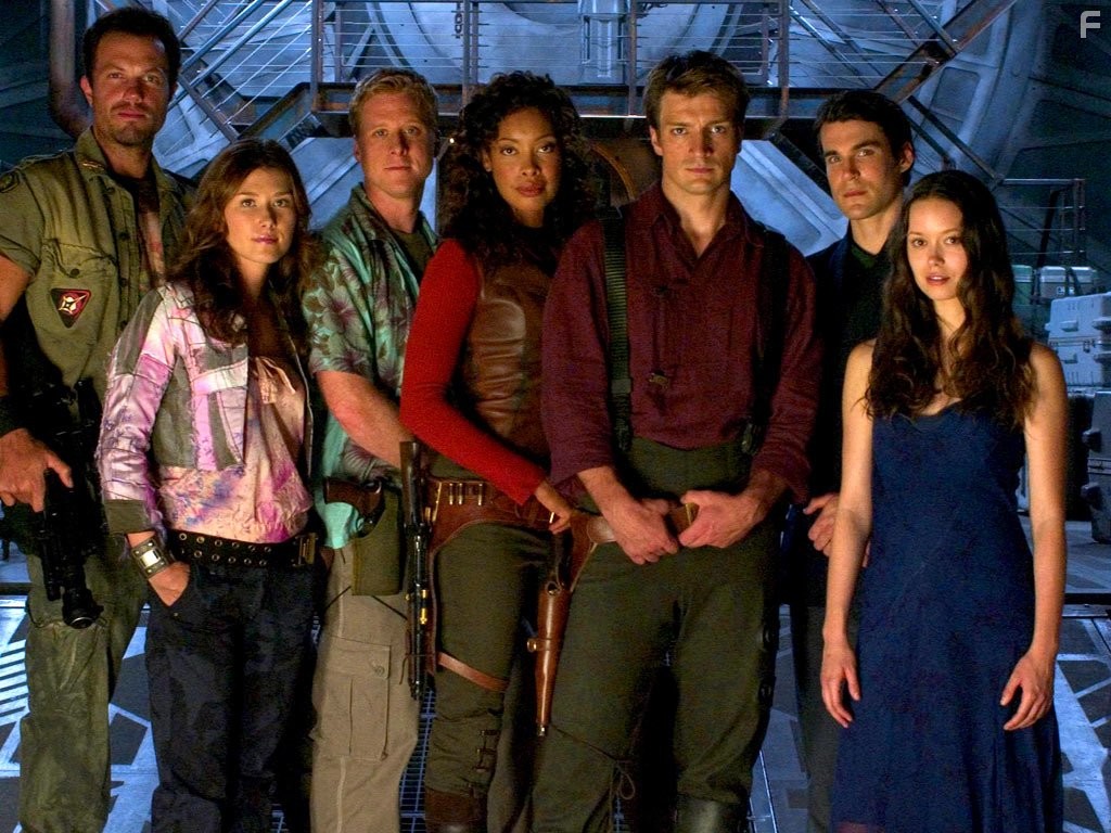 Adam Baldwin, Nathan Fillion, Sean Maher, Jewel Staite, Gina Torres, Alan Tudyk, and Summer Glau in Миссия Серенити (2005)