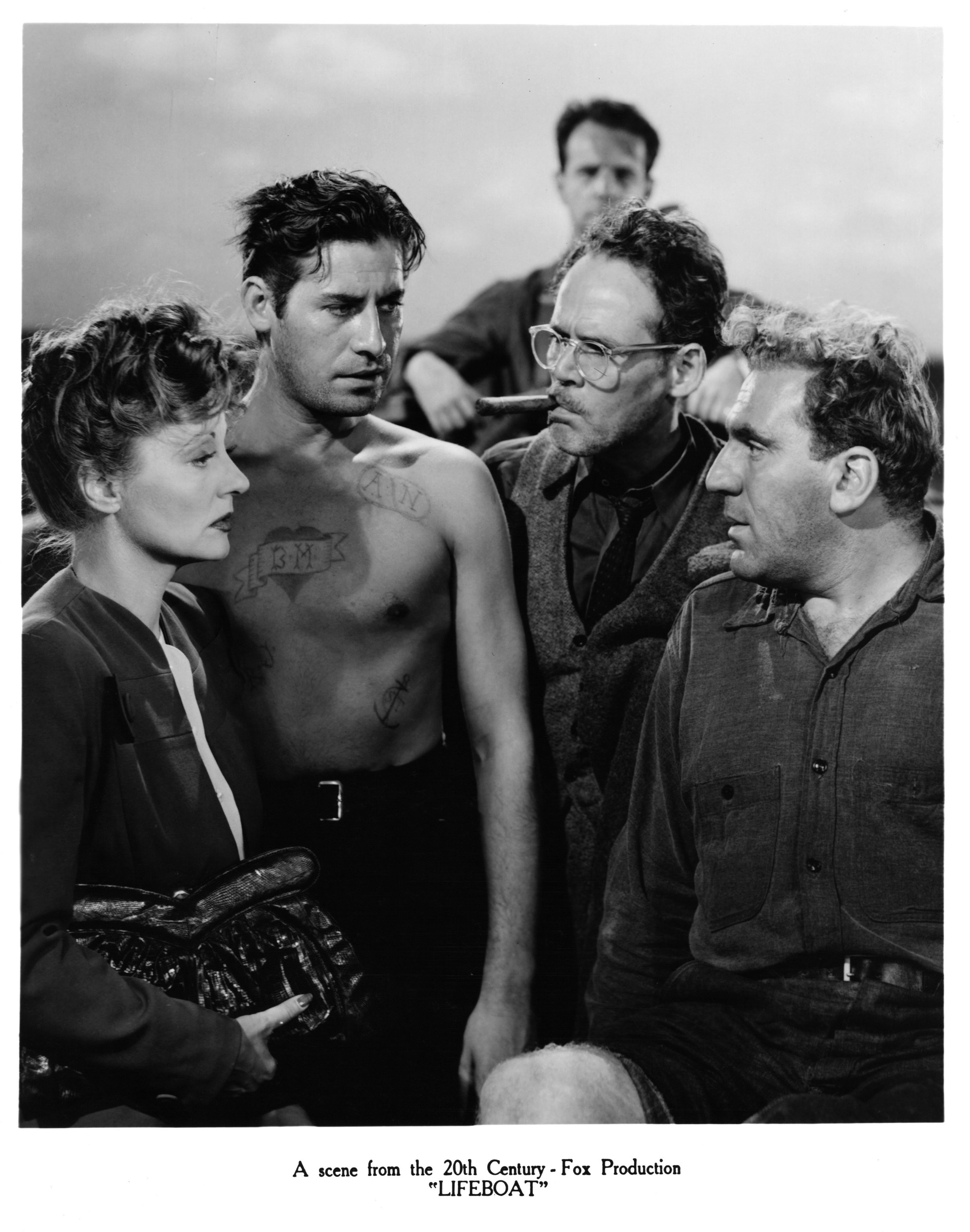Tallulah Bankhead, William Bendix, John Hodiak, and Henry Hull in Спасательная шлюпка (1944)
