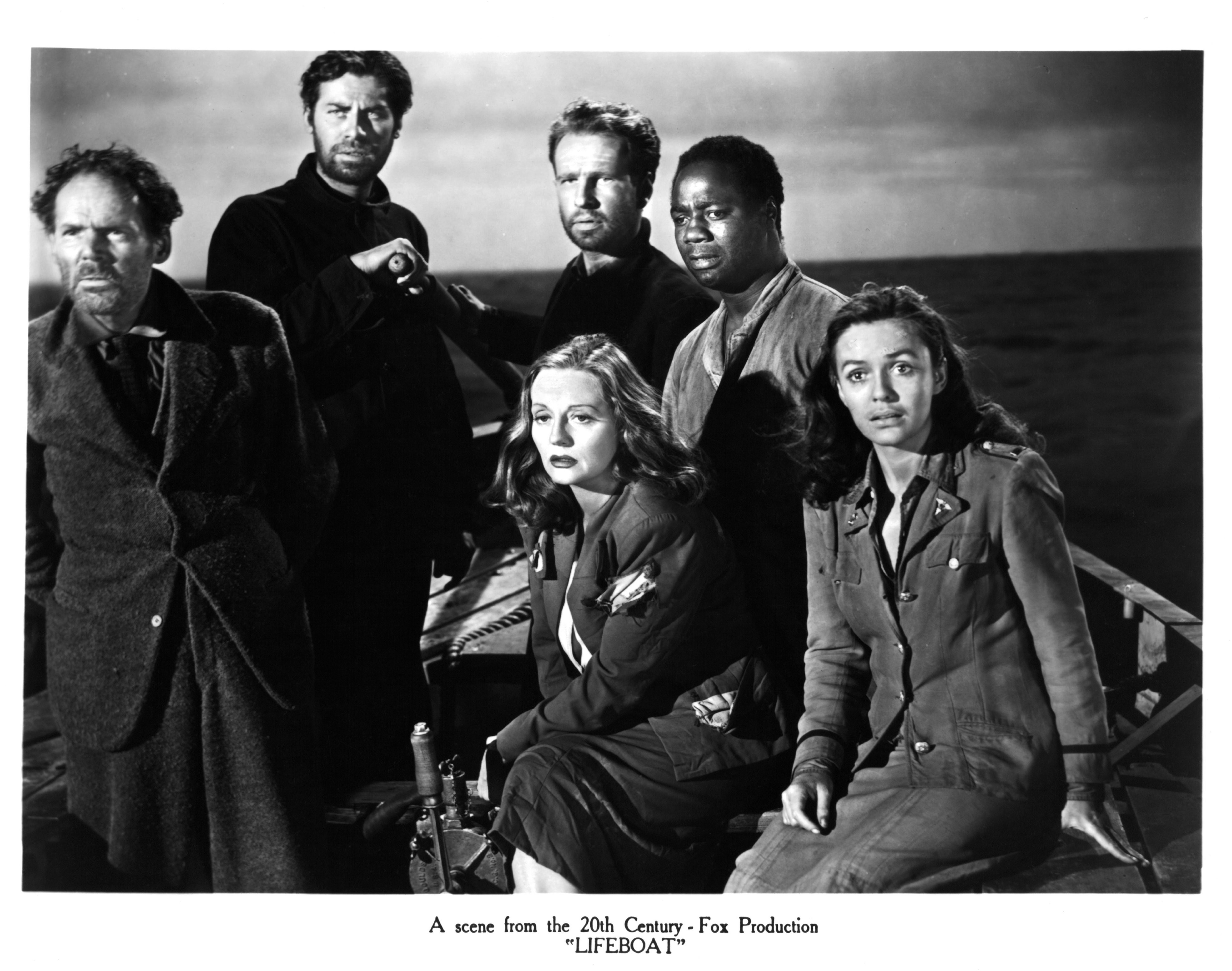 Tallulah Bankhead, Hume Cronyn, Mary Anderson, John Hodiak, Henry Hull, and Canada Lee in Спасательная шлюпка (1944)