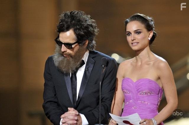 A game Natalie Portman co-presented with a bearded Ben Stiller, whose sly and perfectly timed impersonation of Joaquin Phoenix brought the house down.