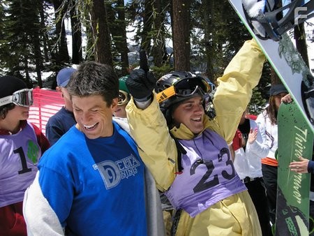 Victory is sweet for Alex (Riley Smith) and his friend and trainer Peter (Paul Logan) in White Air.