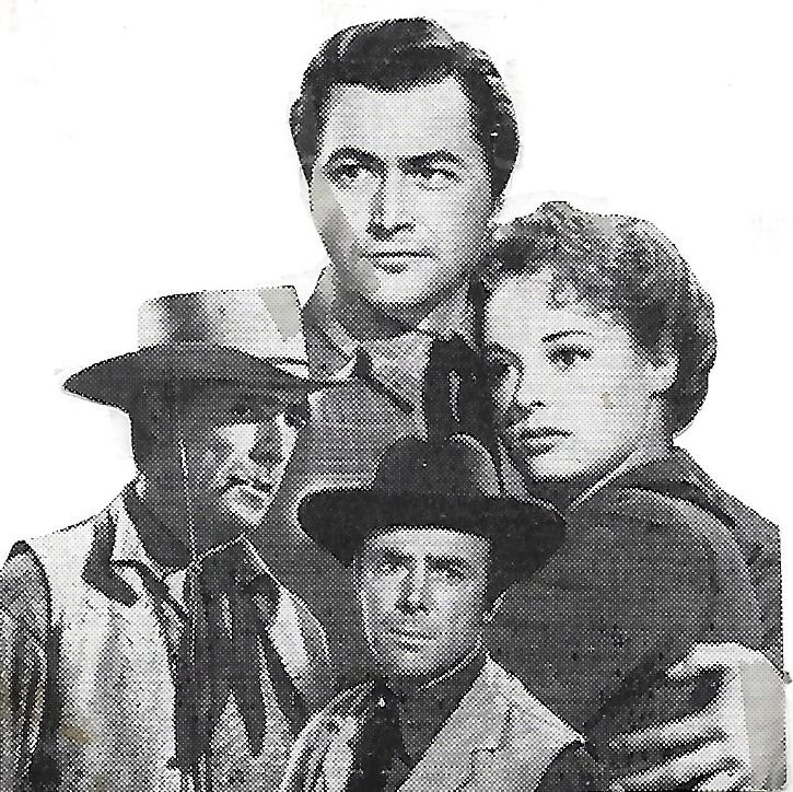 Randolph Scott, Robert Young, Virginia Gilmore, and Dean Jagger in Вестерн Юнион (1941)