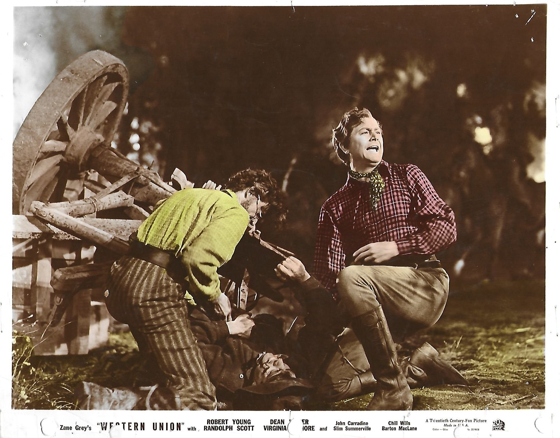 John Carradine and Robert Young in Вестерн Юнион (1941)