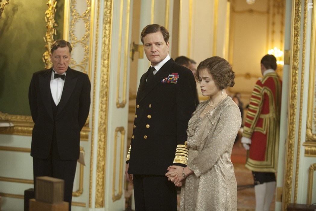 Colin Firth, Helena Bonham Carter, and Geoffrey Rush in Король говорит! (2010)