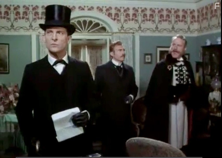 Jeremy Brett, David Burke, and Wolf Kahler in Приключения Шерлока Холмса (1984)