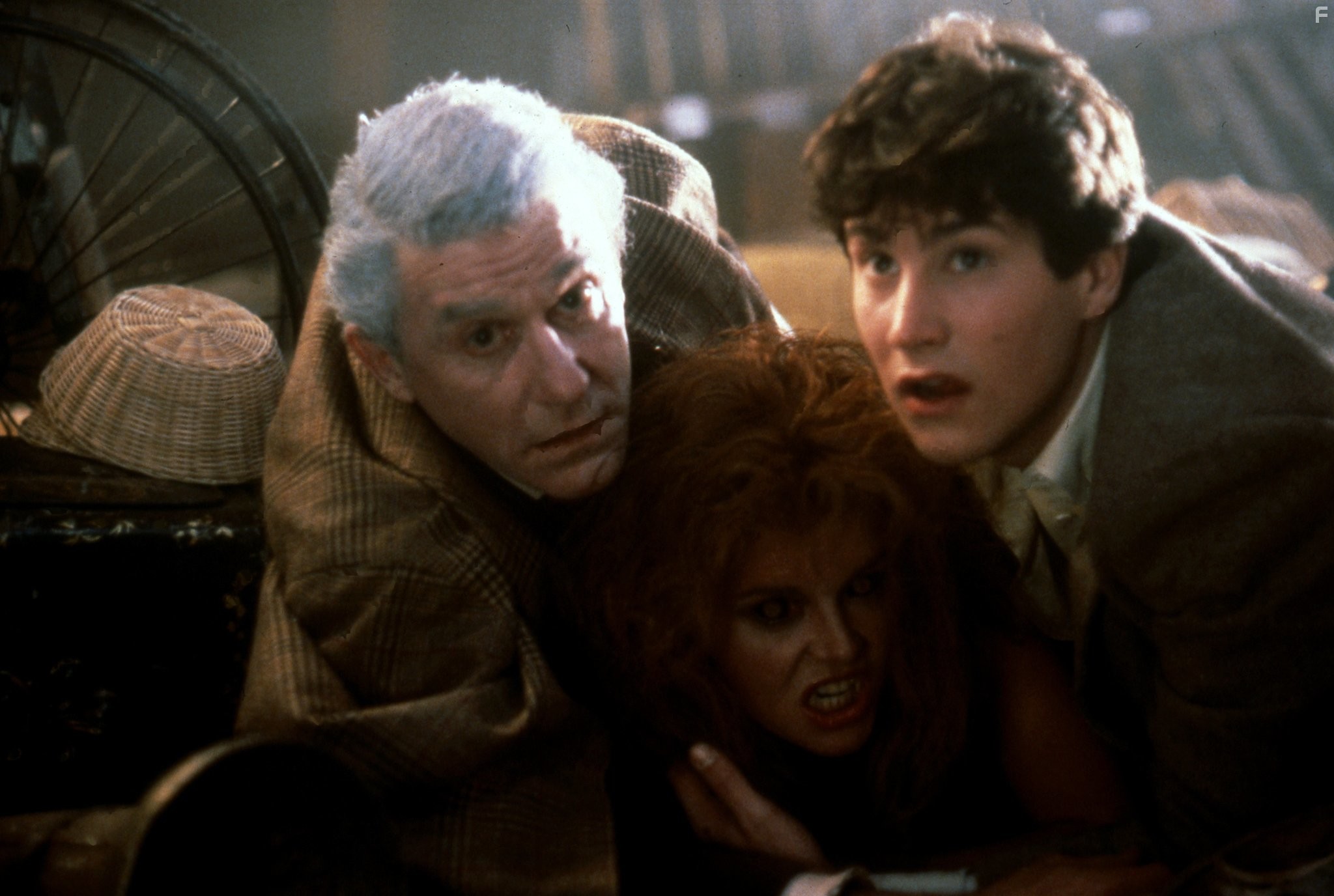 Amanda Bearse, Roddy McDowall, and William Ragsdale in Ночь страха (1985)