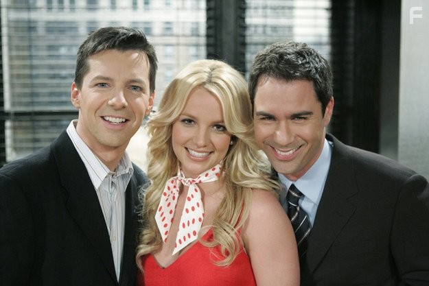 Sean Hayes, Eric McCormack, and Britney Spears in Уилл и Грейс (1998)