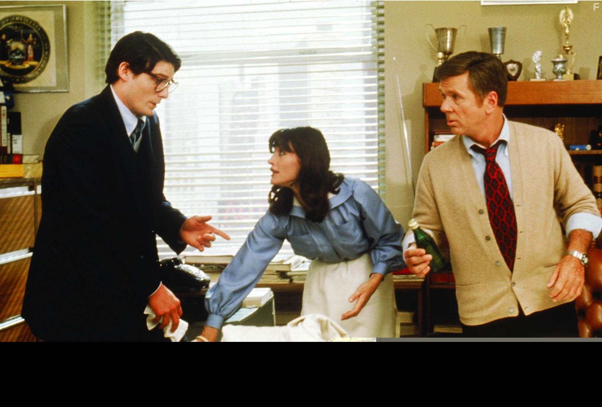 Christopher Reeve, Jackie Cooper, and Margot Kidder in Супермен (1978)