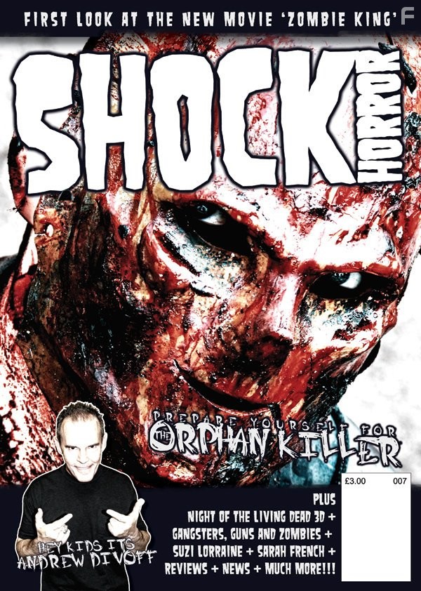 The Orphan Killer on the Cover of  Shock Horror Magazine UK. Creator Matt Farnsworth interviewed  inside the magazine
