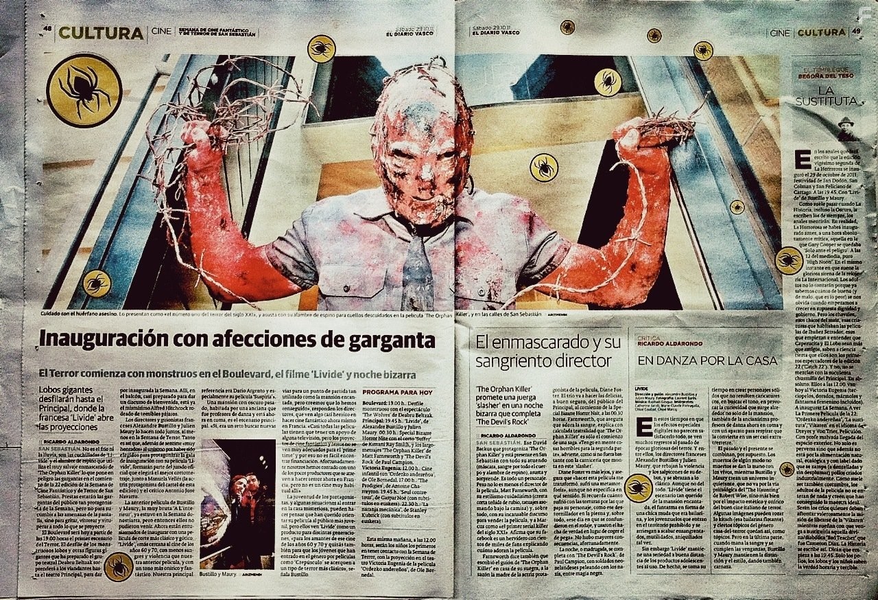 TOK MAKES FRONT PAGE HEADLINES IN SPAIN AT THE SAN SEBASTIAN HORROR FILM FESTIVAL.