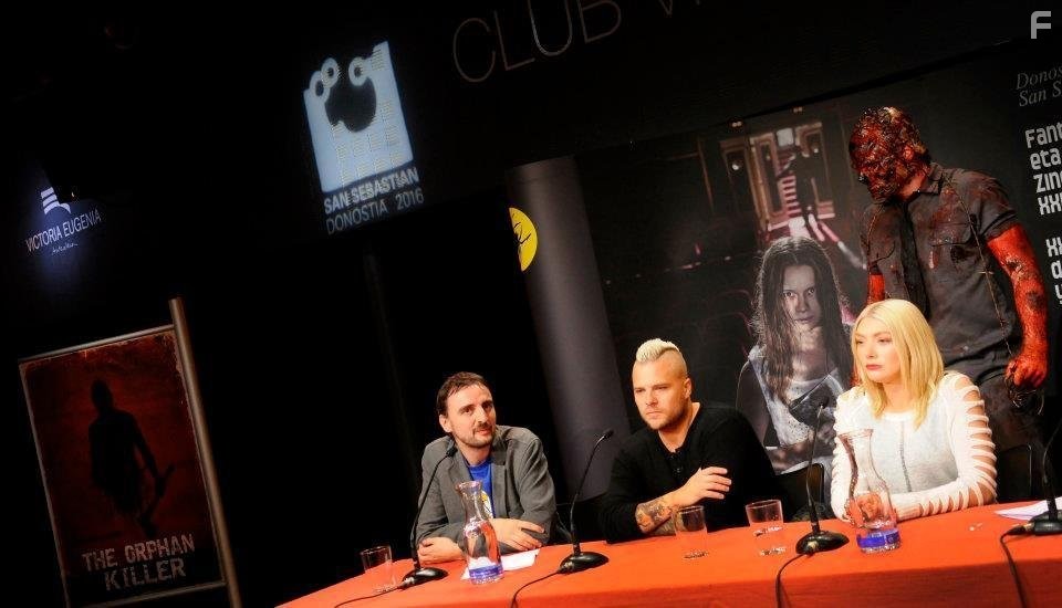Festival Director Jose Miguel Beltran, (Creator) Matt Farnsworth, (Producer/Star)  Diane Foster, and TOK press conference photo San Sebastian Horror Film Festival.