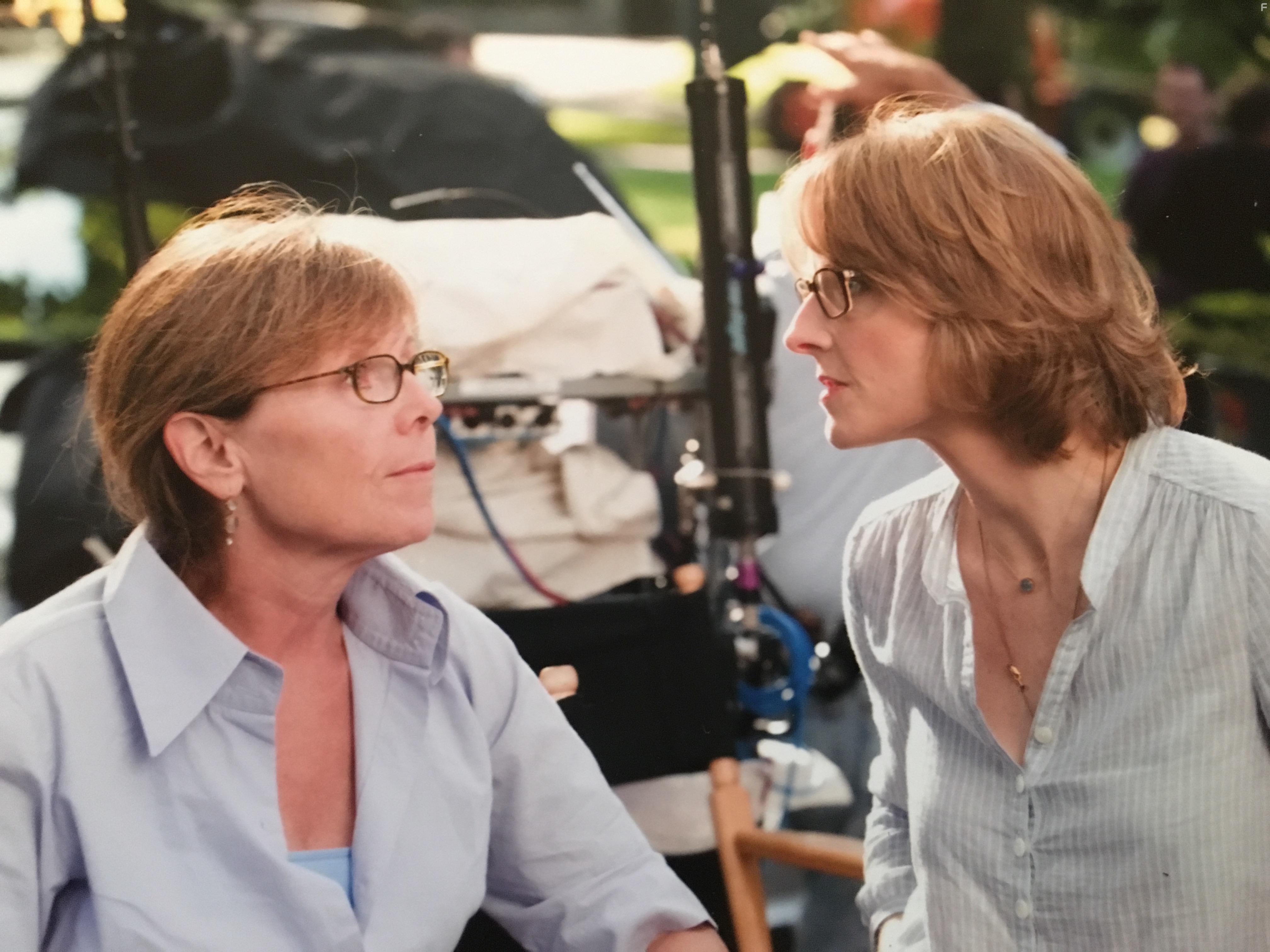 Jodie Foster & Dianne Dreyer on the set of The Beaver.