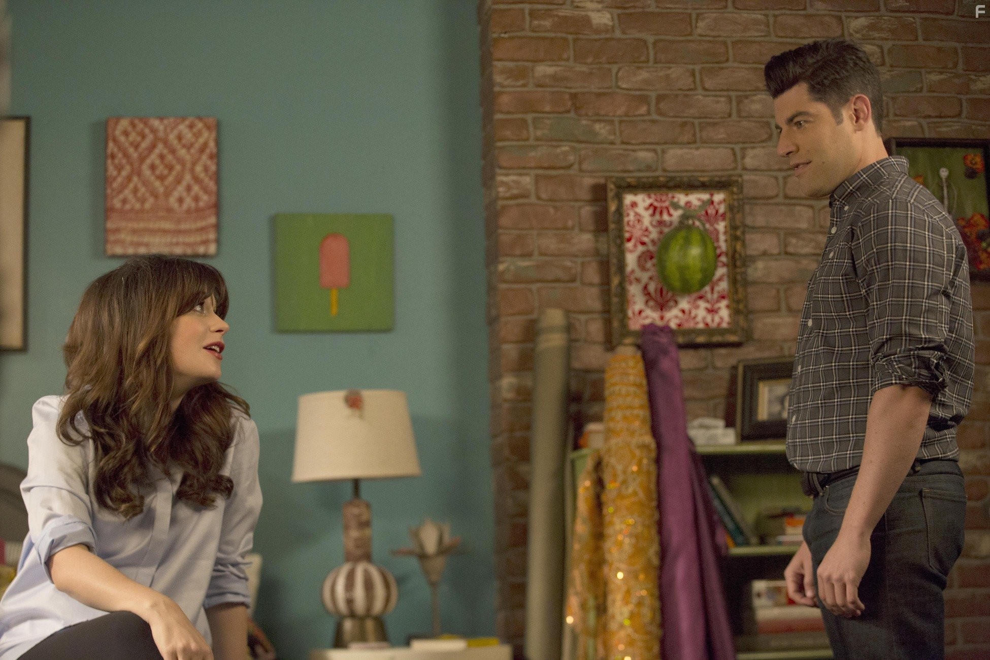 Zooey Deschanel and Max Greenfield in Новенькая (2011)