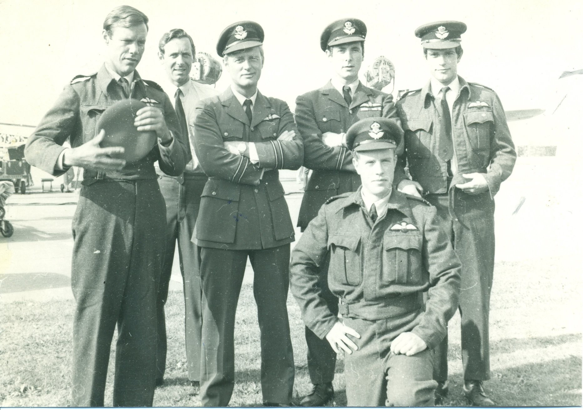 RAF Mosquito pilots preparing for a mission, including Pilot Officer Jamie Jameson (Christopher Toyne, kneeling)