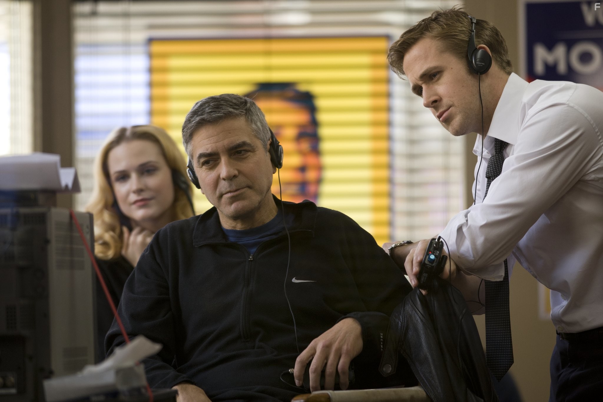George Clooney, Ryan Gosling, and Evan Rachel Wood in Мартовские иды (2011)