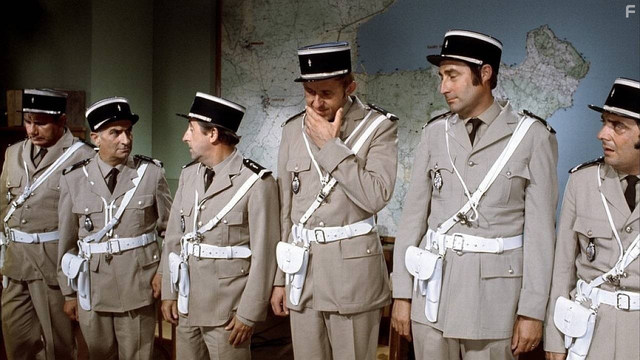 Louis de Fun?s, Michel Galabru, Guy Grosso, Jean Lefebvre, Christian Marin, and Michel Modo in Жандарм на отдыхе (1970)