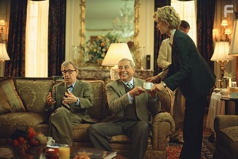 Director Val Waxman (WOODY ALLEN, left) and his agent Al Hack (MARK RYDELL) meet with studio executive Ellie (T?A LEONI) in hopes that Val will be able to direct Ellie's next movie in Woody Allen's latest contemporary comedy HOLLYWOOD ENDING, being distributed domestically by DreamWorks.