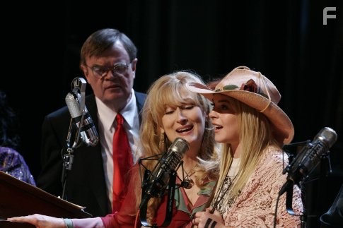 Meryl Streep, Garrison Keillor, and Lindsay Lohan in Компаньоны (2006)