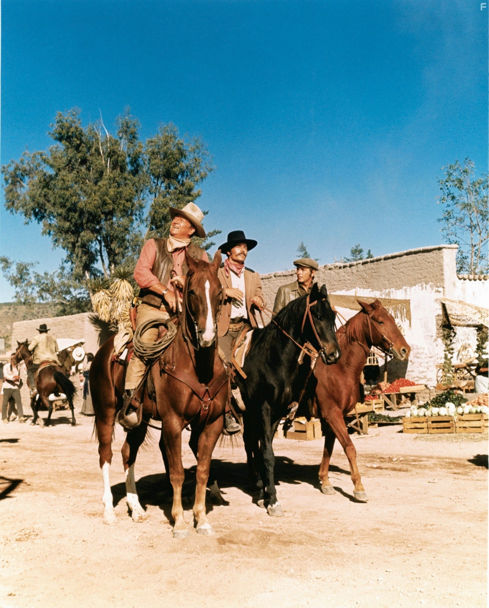 John Wayne, Christopher Mitchum, and Patrick Wayne in Большой Джейк (1971)