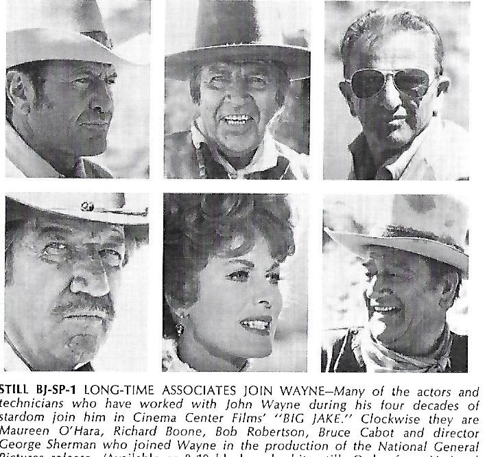 Maureen O'Hara, Richard Boone, Bruce Cabot, Chuck Roberson, and George Sherman in Большой Джейк (1971)