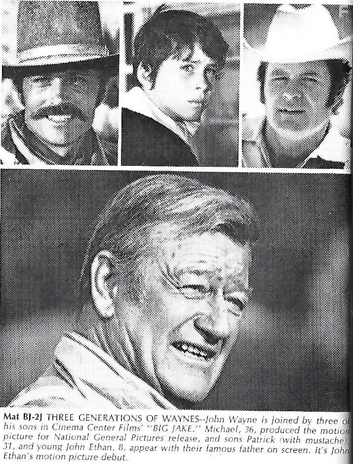 John Wayne, Ethan Wayne, Michael Wayne, and Patrick Wayne in Большой Джейк (1971)