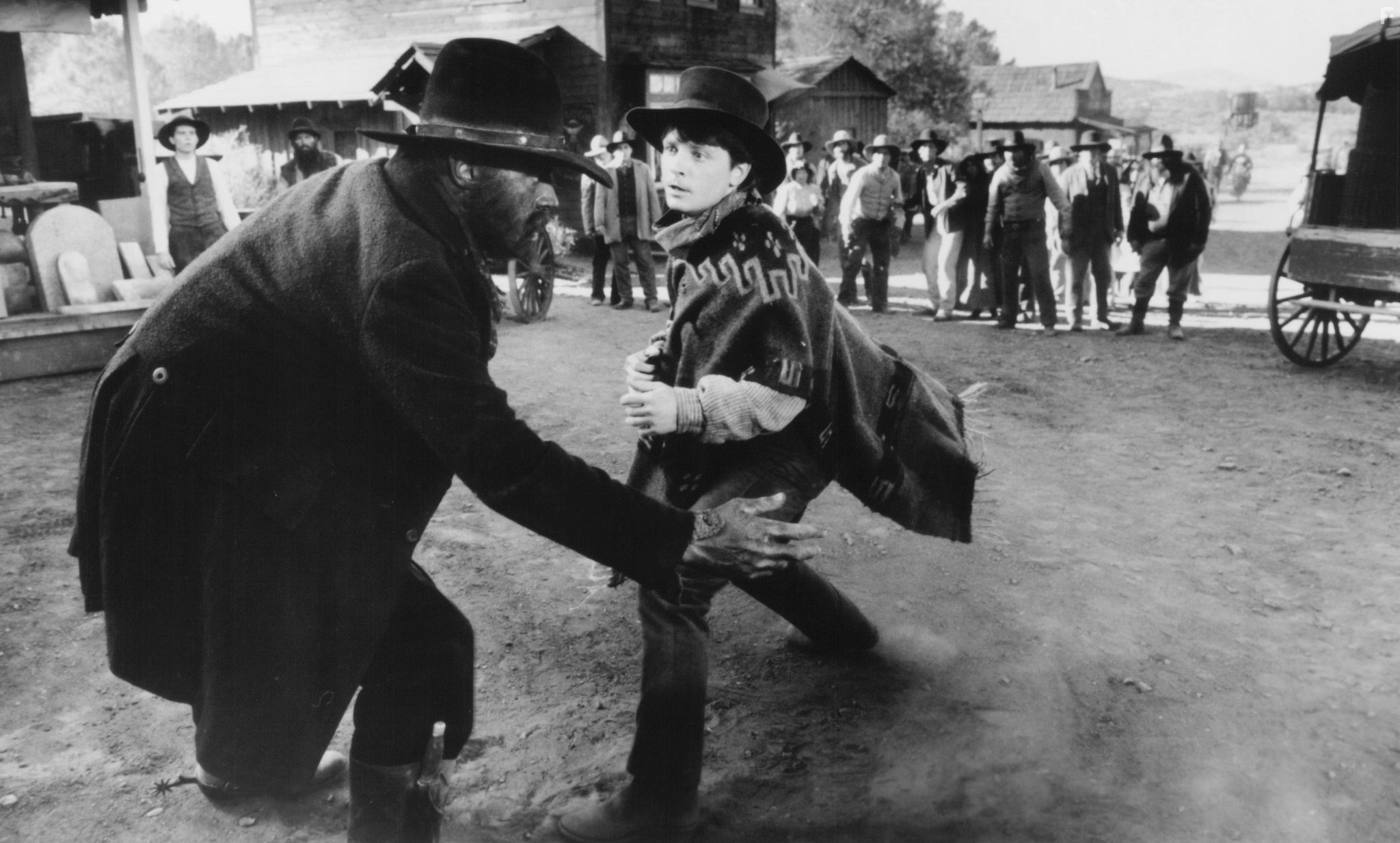 Michael J. Fox and Thomas F. Wilson in Назад в будущее III (1990)