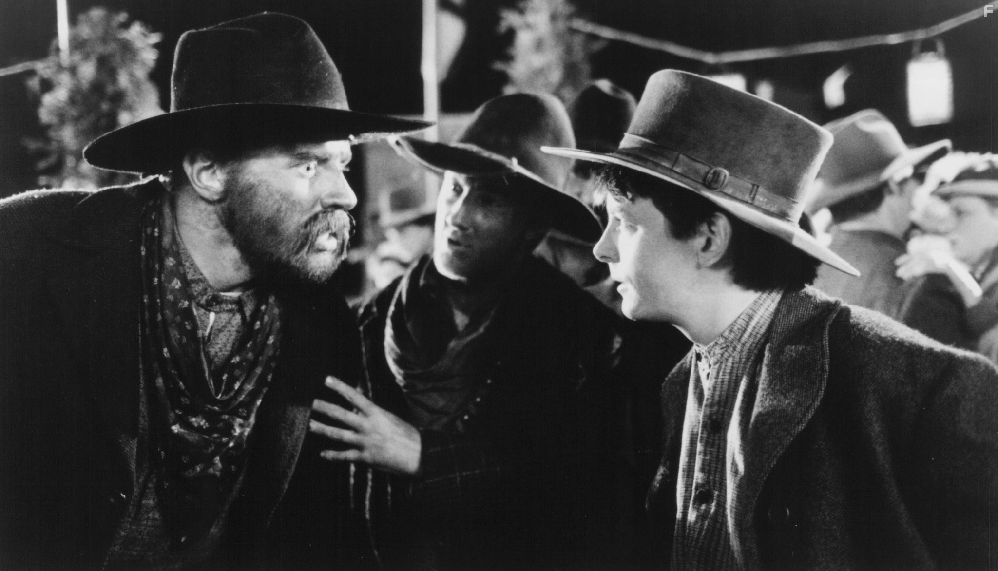 Michael J. Fox and Thomas F. Wilson in Назад в будущее III (1990)