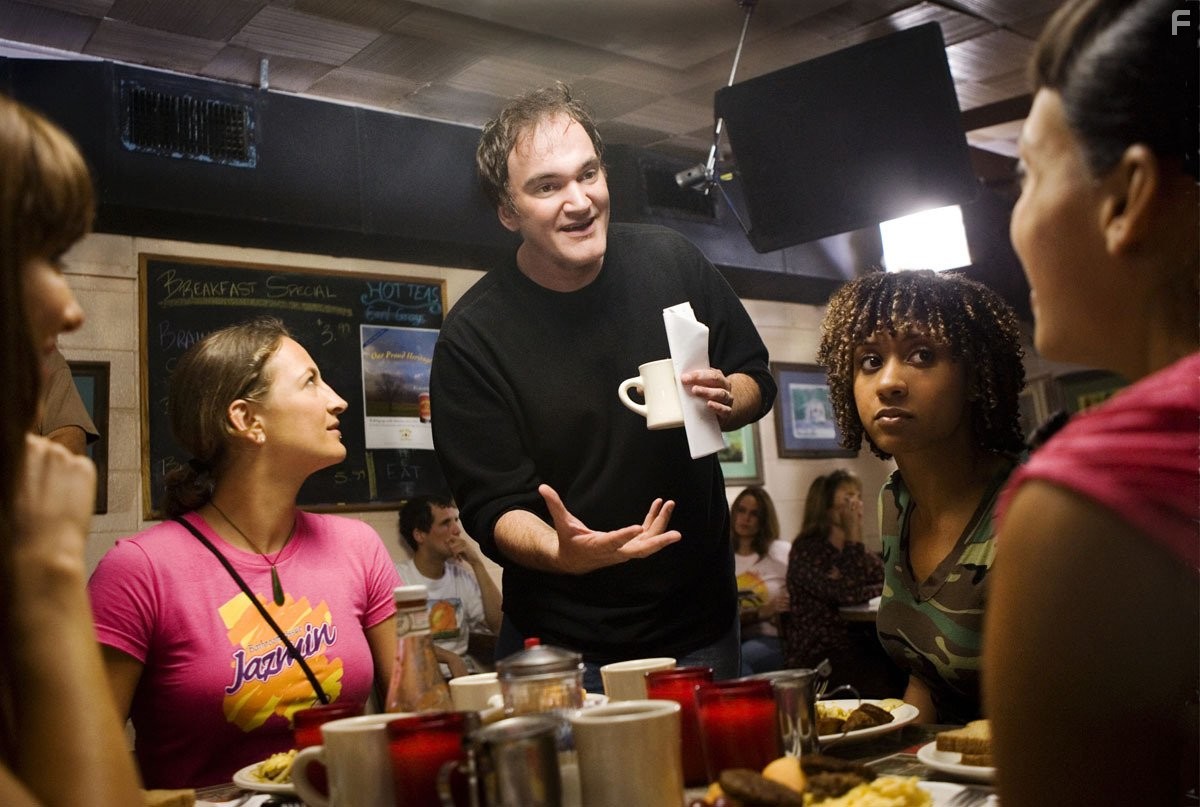 Quentin Tarantino, Zo? Bell, and Tracie Thoms in Грайндхаус (2007)