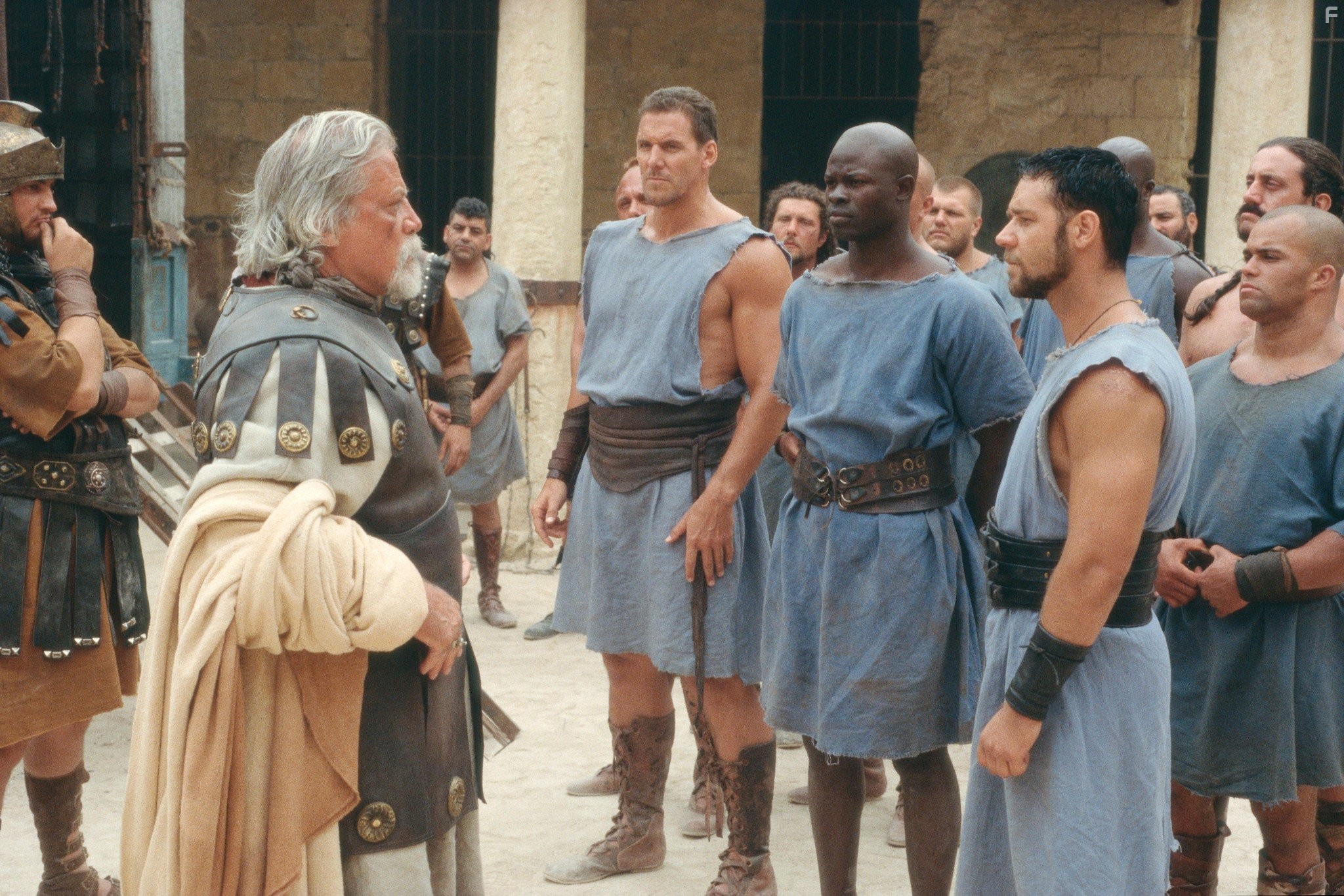 Russell Crowe, Oliver Reed, Djimon Hounsou, and Ralf Moeller in Гладиатор (2000)