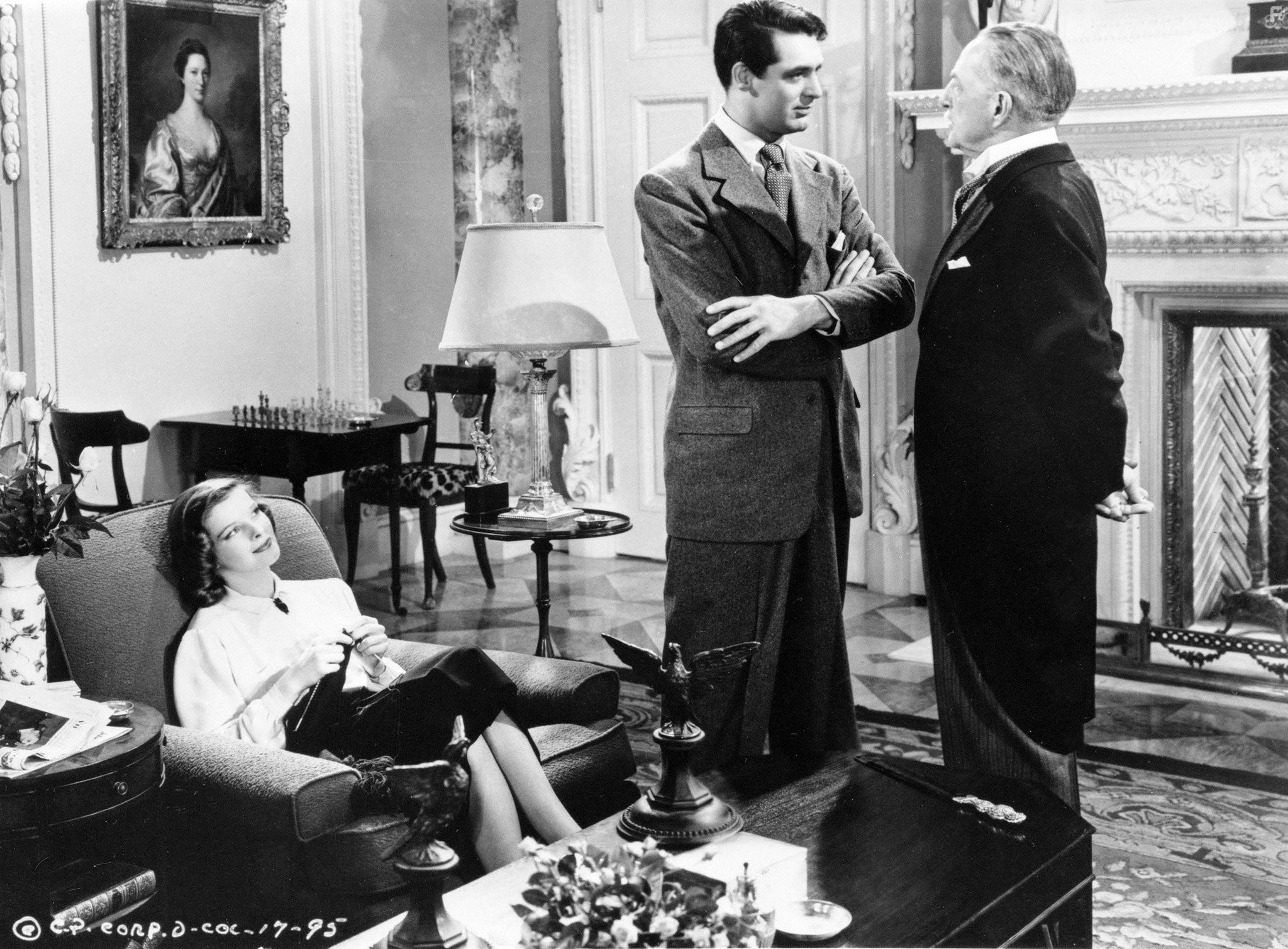 Cary Grant, Katharine Hepburn, and Henry Kolker in Праздник (1938)
