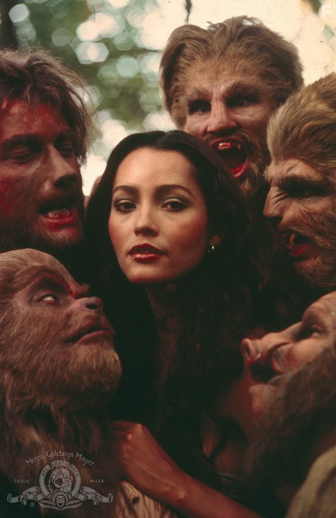 Barbara Carrera, David S. Cass Sr., Gary Baxley, Fumio Demura, and The Great John L. in Остров доктора Моро (1977)