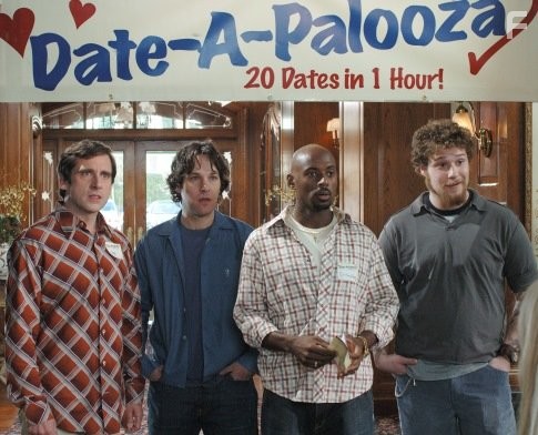Steve Carell, Romany Malco, Seth Rogen, and Paul Rudd in Сорокалетний девственник (2005)