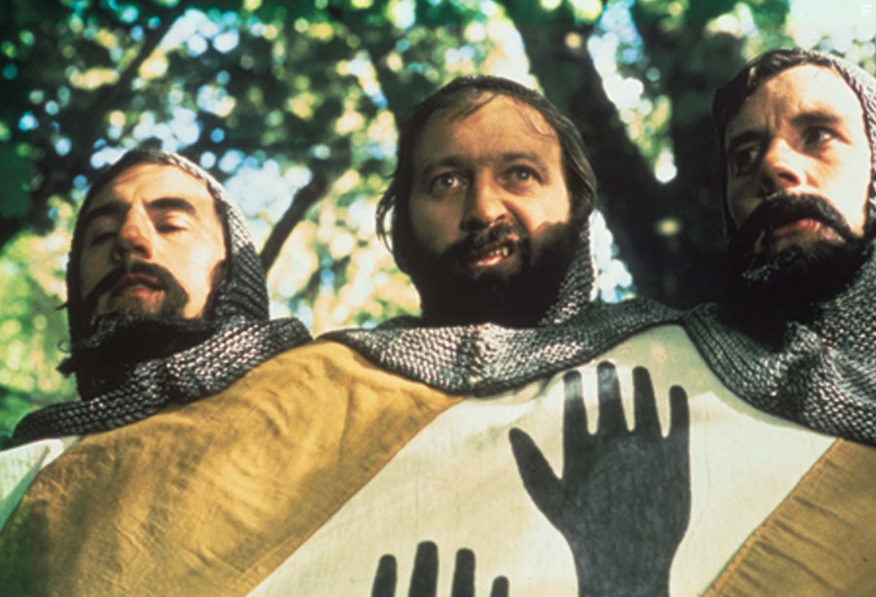 Graham Chapman, Terry Jones, and Michael Palin in Монти Пайтон и священный Грааль (1975)